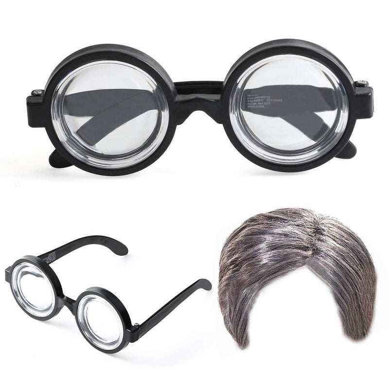 Beelittle Old Man Costume Mad Scientist Wig Set Albert Einstien Ben Benjamin Franklin Grandpa Costume - Image 4